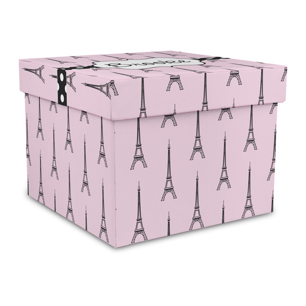 Custom Eiffel Tower Gift Box with Lid - Canvas Wrapped - Large (Personalized)