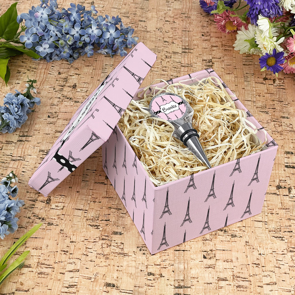 Eiffel Tower Gift Boxes with Lid - Canvas Wrapped - Medium - In Context