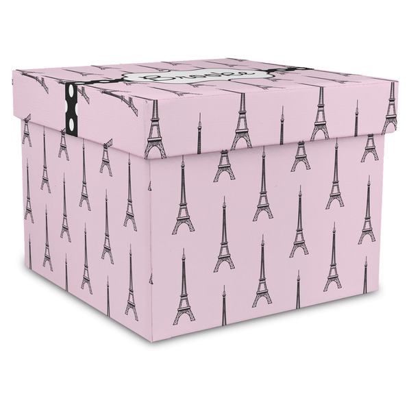 Custom Eiffel Tower Gift Box with Lid - Canvas Wrapped - X-Large (Personalized)