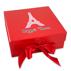 Eiffel Tower Gift Box with Magnetic Lid - Red (Personalized)