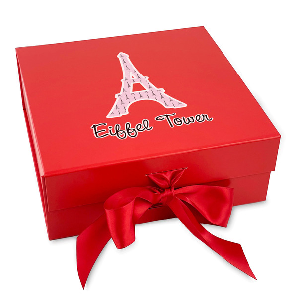 Custom Eiffel Tower Gift Box with Magnetic Lid - Red (Personalized)