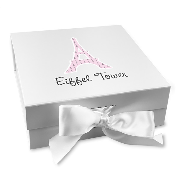 Custom Eiffel Tower Gift Box with Magnetic Lid - White (Personalized)