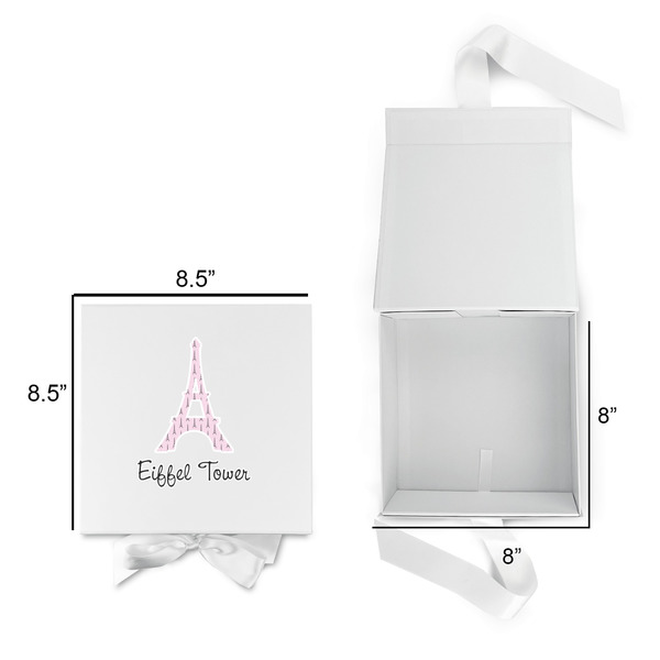 Eiffel Tower Gift Boxes with Magnetic Lid - White - Open & Closed