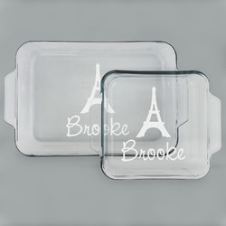 Eiffel Tower Set of Glass Baking & Cake Dish - 13in x 9in & 8in x 8in (Personalized)