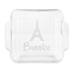 Eiffel Tower Glass Cake Dish with Truefit Lid - 8in x 8in (Personalized)
