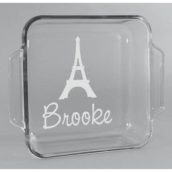 Custom Eiffel Tower Glass Cake Dish - 8in x 8in (Personalized)