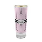 Eiffel Tower 2 oz Shot Glass -  Glass with Gold Rim - Set of 4 (Personalized)