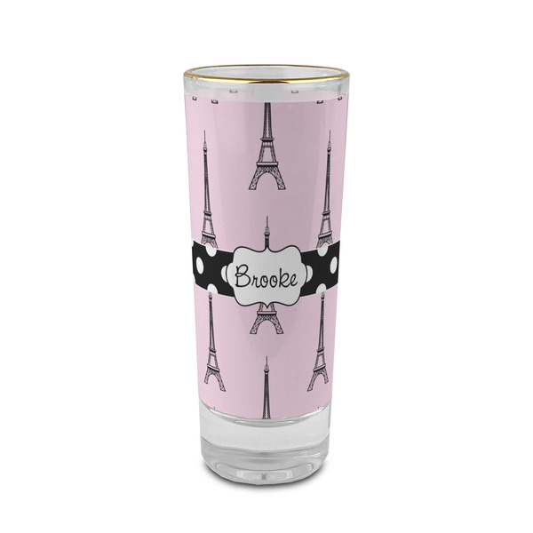 Custom Eiffel Tower 2 oz Shot Glass -  Glass with Gold Rim - Set of 4 (Personalized)
