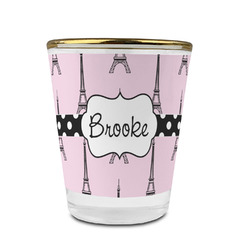 Eiffel Tower Glass Shot Glass - 1.5 oz - with Gold Rim - Set of 4 (Personalized)