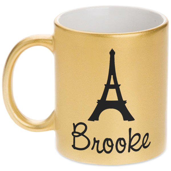 Custom Eiffel Tower Metallic Gold Mug (Personalized)
