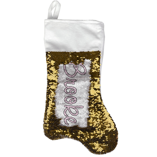 Custom Eiffel Tower Reversible Sequin Stocking - Gold (Personalized)