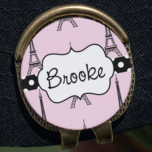 Eiffel Tower Golf Ball Marker Hat Clip - Gold - Close Up