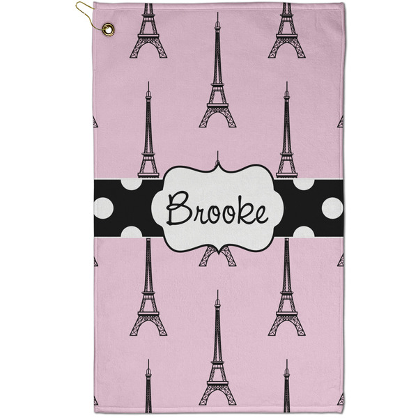 Custom Eiffel Tower Golf Towel - Poly-Cotton Blend - Small w/ Name or Text