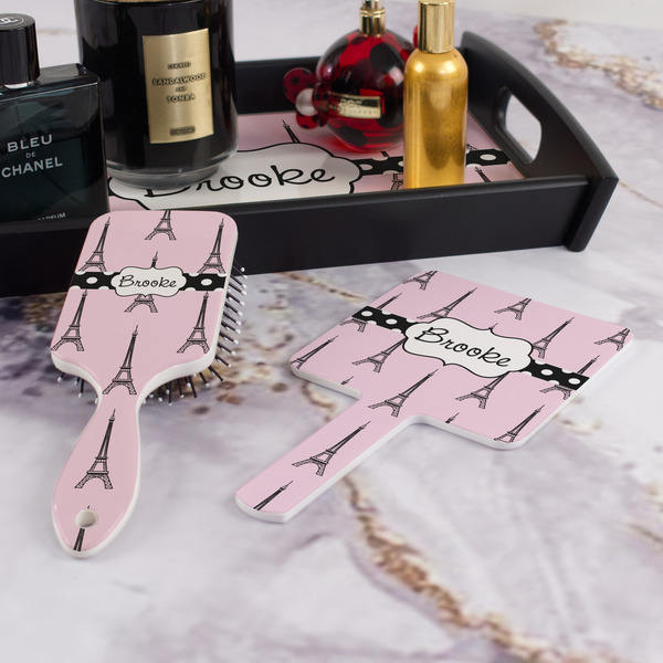 Eiffel Tower Hair Brush and Hand Mirror - Bathroom Scene