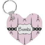 Eiffel Tower Heart Plastic Keychain w/ Name or Text
