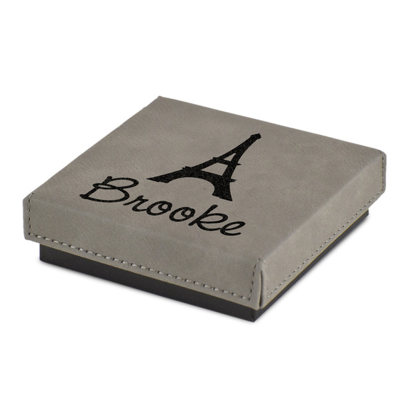 Custom Eiffel Tower Jewelry Gift Box - Engraved Leather Lid (Personalized)