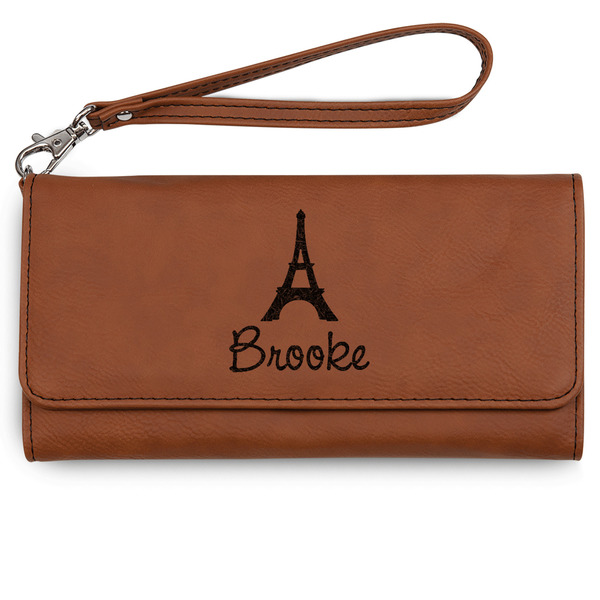 Custom Eiffel Tower Ladies Leatherette Wallet - Laser Engraved - Rawhide (Personalized)