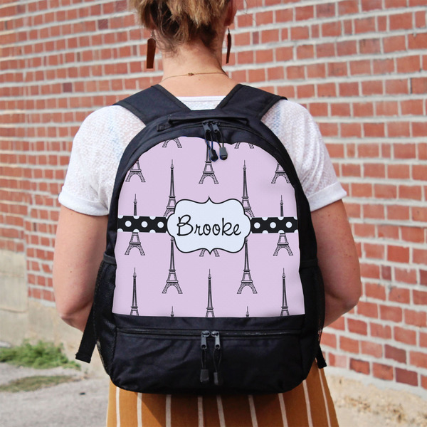 Eiffel Tower Large Backpack - Black - On Back