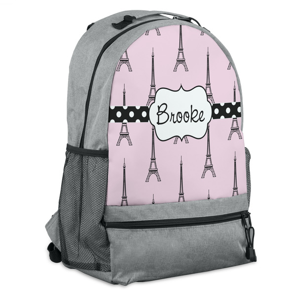 Custom Eiffel Tower Backpack - Grey (Personalized)