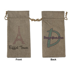 Eiffel Tower Large Burlap Gift Bag - Front & Back (Personalized)