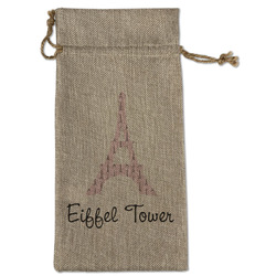 Eiffel Tower Large Burlap Gift Bag - Front (Personalized)