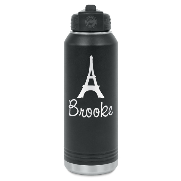 Custom Eiffel Tower Water Bottle - Laser Engraved - Front (Personalized)