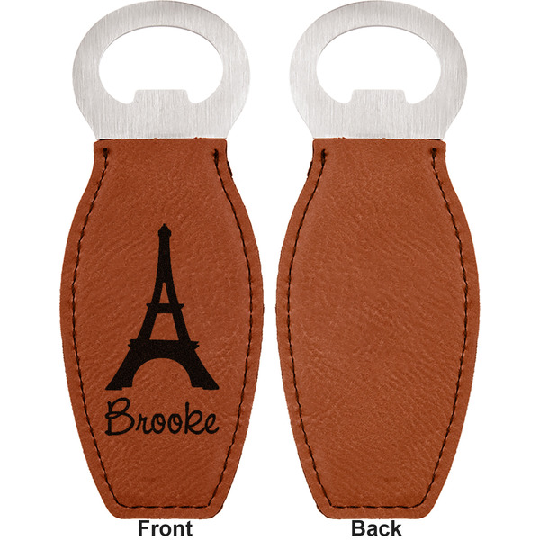 Eiffel Tower Leather Bar Bottle Opener - Front and Back (single sided)