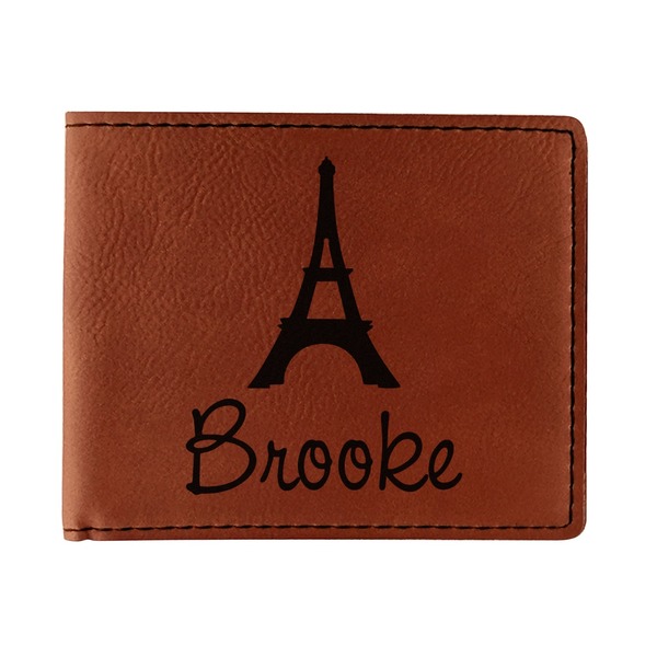 Custom Eiffel Tower Leatherette Bifold Wallet - Single Sided (Personalized)