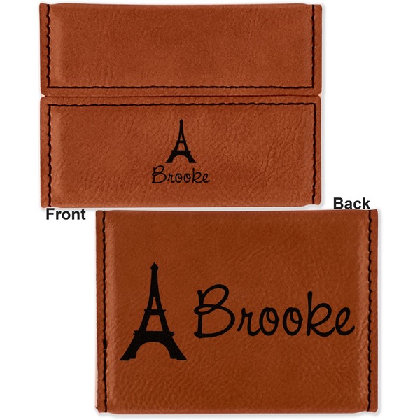 Eiffel Tower Leather Business Card Holder - Front Back