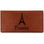 Eiffel Tower Leatherette Checkbook Holder - Double Sided (Personalized)