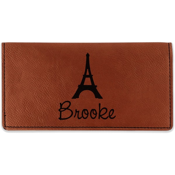 Custom Eiffel Tower Leatherette Checkbook Holder - Double Sided (Personalized)