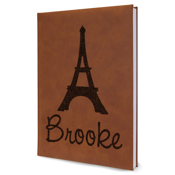 Custom Eiffel Tower Leather Sketchbook - Large - Double Sided (Personalized)