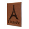 Eiffel Tower Leather Sketchbook - Small - Double Sided - Angled View