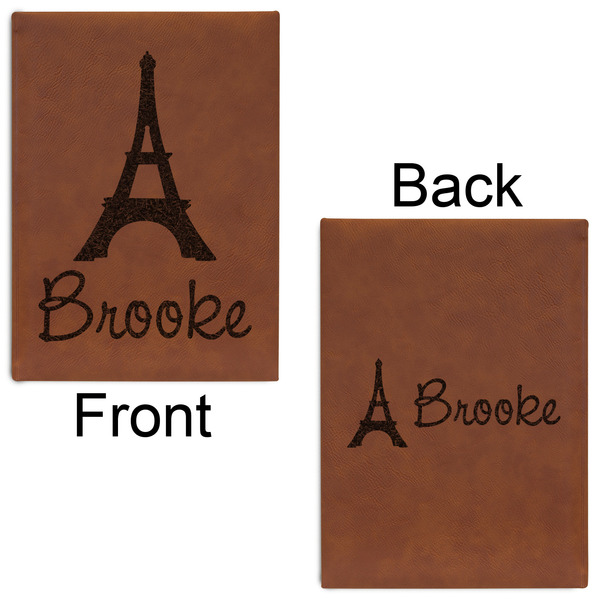 Eiffel Tower Leatherette Journals - Large - Double Sided - Front & Back View