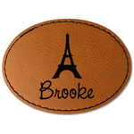 Eiffel Tower Faux Leather Iron On Patch - Oval (Personalized)