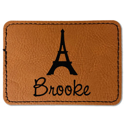 Eiffel Tower Faux Leather Iron On Patch - Rectangle (Personalized)