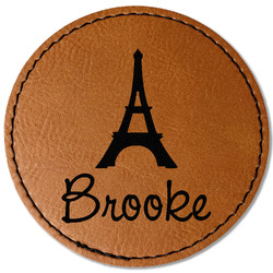 Eiffel Tower Faux Leather Iron On Patch - Round (Personalized)