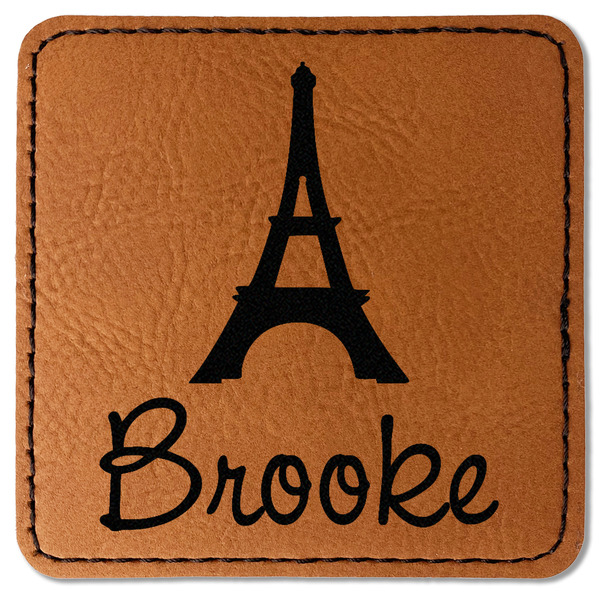Custom Eiffel Tower Faux Leather Iron On Patch - Square (Personalized)