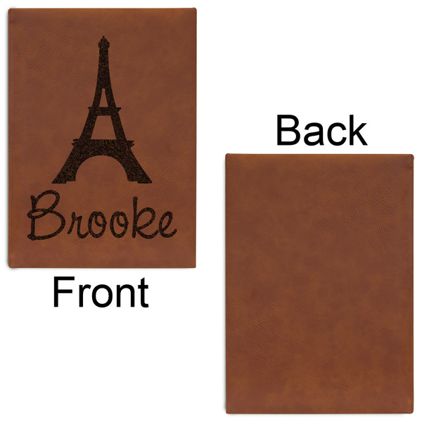 Eiffel Tower Leatherette Sketchbooks - Large - Single Sided - Front & Back View