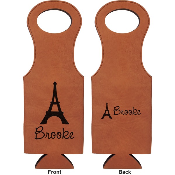 Eiffel Tower Leatherette Wine Tote Double Sided - Front and Back
