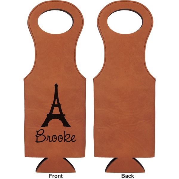 Eiffel Tower Leatherette Wine Tote Single Sided - Front and Back
