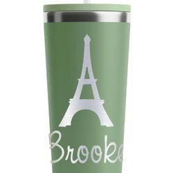 Eiffel Tower RTIC Everyday Tumbler with Straw - 28oz - Light Green - Single-Sided (Personalized)