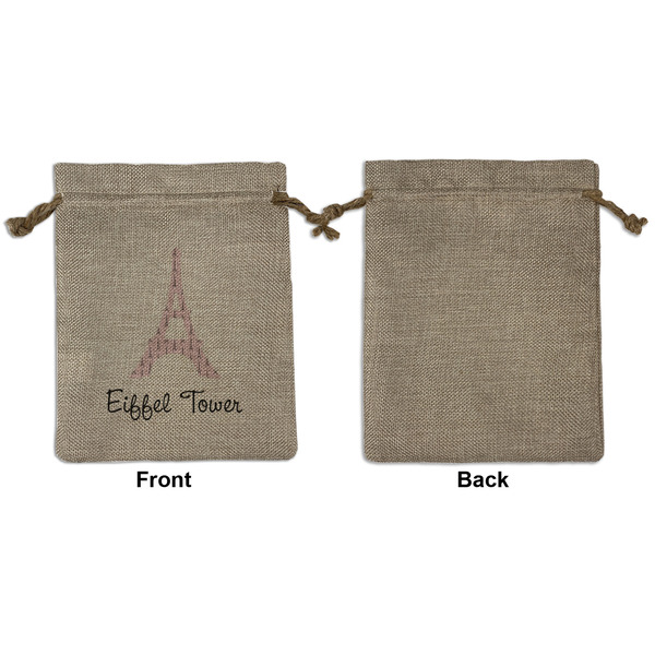 Eiffel Tower Medium Burlap Gift Bag - Front Approval