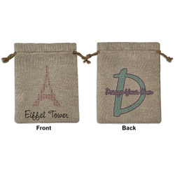 Eiffel Tower Medium Burlap Gift Bag - Front & Back (Personalized)