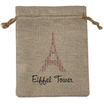 Eiffel Tower Medium Burlap Gift Bag - Front (Personalized)