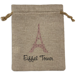 Eiffel Tower Medium Burlap Gift Bag - Front (Personalized)
