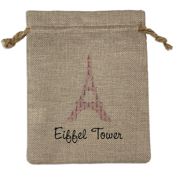 Custom Eiffel Tower Burlap Gift Bag (Personalized)