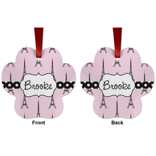 Eiffel Tower Metal Paw Ornament - Front and Back