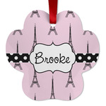 Eiffel Tower Metal Paw Ornament - Double Sided w/ Name or Text