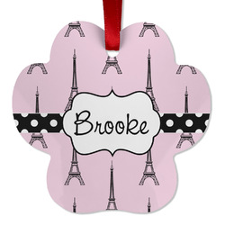 Eiffel Tower Metal Paw Ornament - Double Sided w/ Name or Text